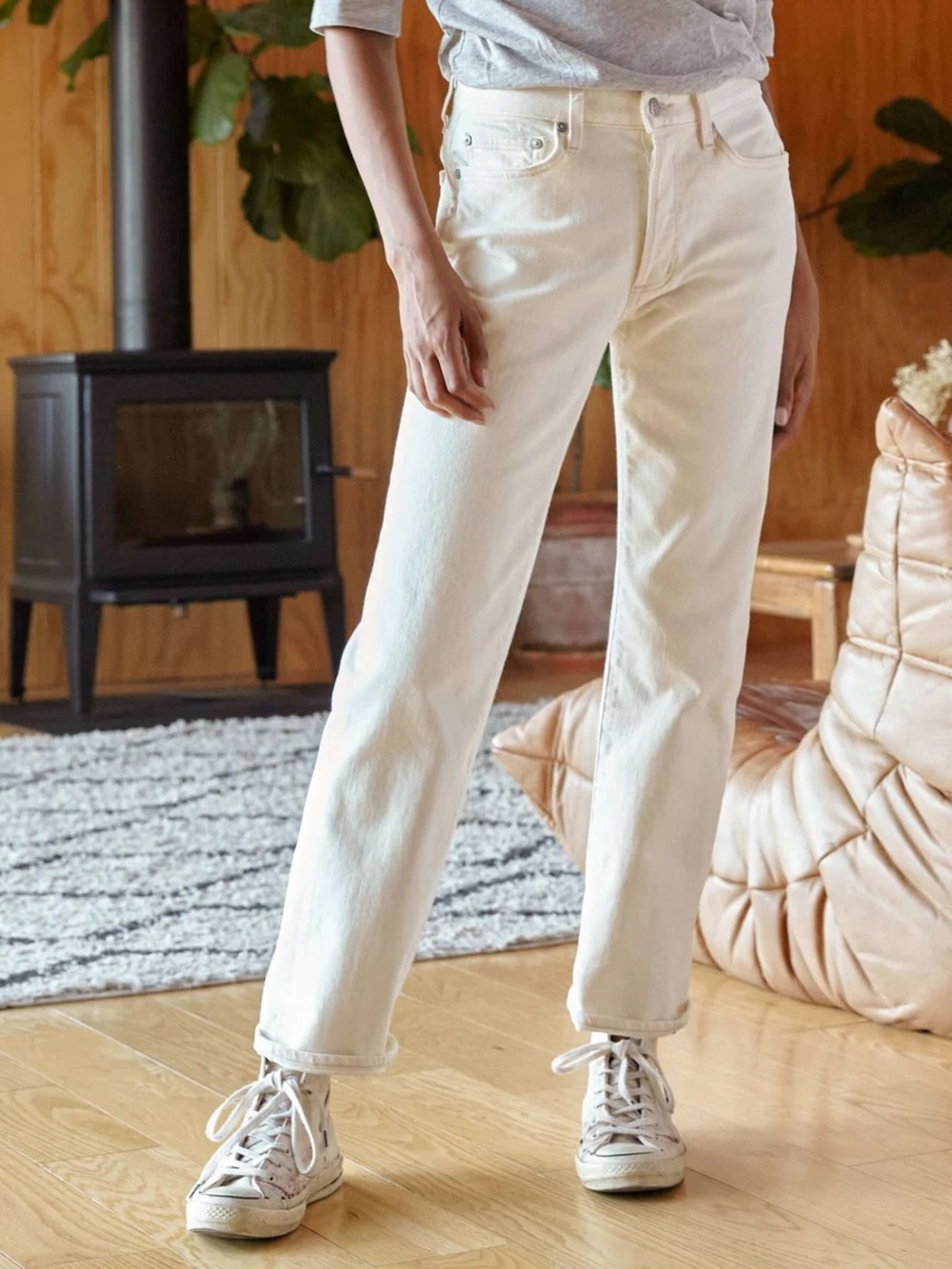 NWT Outerknown Fillmore Boyfriend SEA Jeans Ivory Salt Sz 31